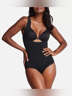 ASSETS by SPANX Open Bust Panty Bodysuit Black Shapewear